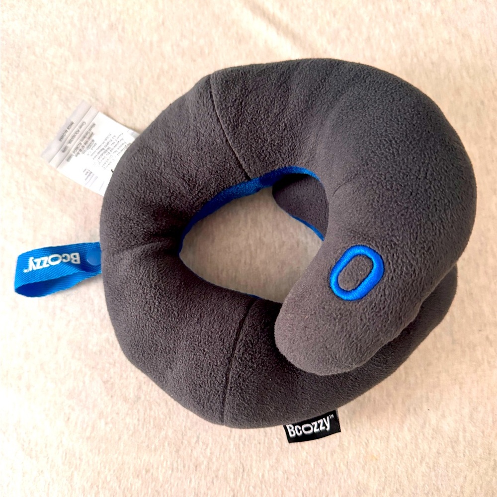 Kids BCOZZY travel neck pillow small 3-7 years grey blue